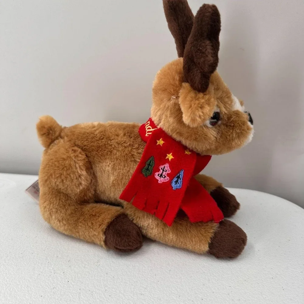 Lindt By Gund Plush Reindeer Brown & Red Holiday Toy Collectible Christmas Scarf